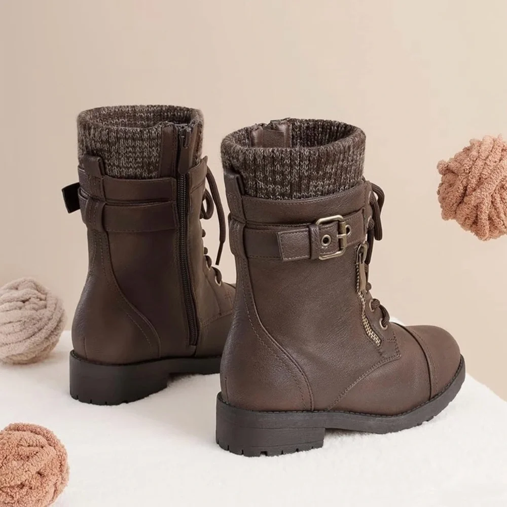 DREAM PAIRS Girl's Mid Calf Combat Ankle Lace up Boots size Little Girl 12